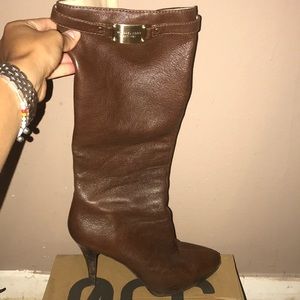 Michael Kors Brown Boots with gold hardware